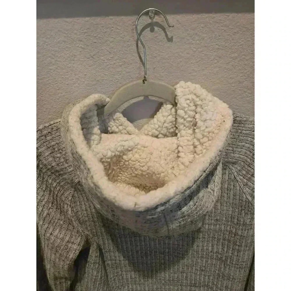 Koppen Women's Gray Sherpa-Lined Knit Hoodie Jacket Size M Casual Gorpcore - Picture 10 of 11